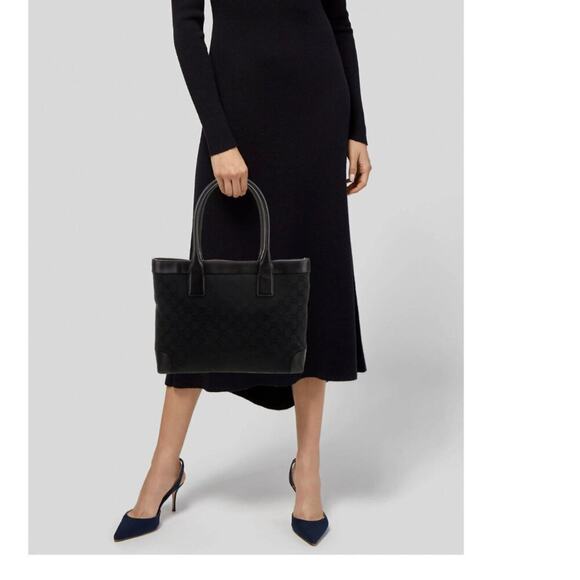 GUCCI GG black canvas leather tote bag authentic - Picture 2 of 16